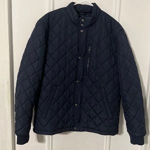 Men’s banana republic diamond quilted jacket in navy blue size Large